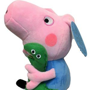 RARE Peppa Pig George's Green Dinosaur Pink Plush